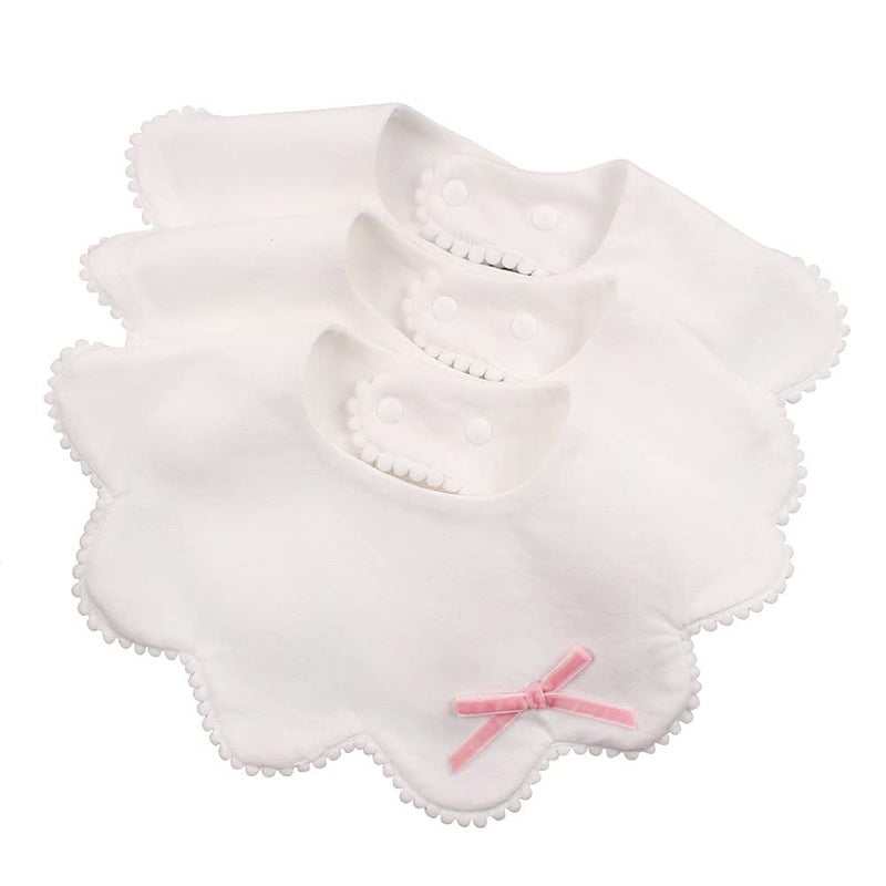 JANGANNSA 3 PCS Flower Baby Bibs Infant Burp Clothes for Baby Girls Saliva Towel Cotton Infant Toddler Girls Bibs(3 PCS -B) - Image 1